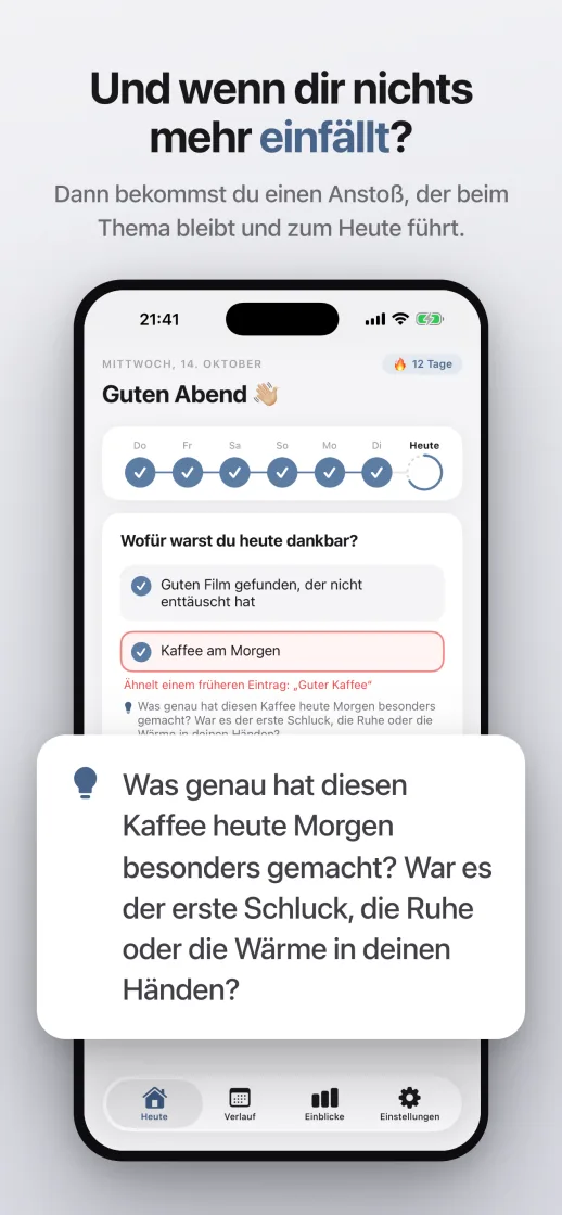 Und wenn dir nichts mehr einfällt? Ein Anstoß, der beim Thema bleibt und zum Heute führt