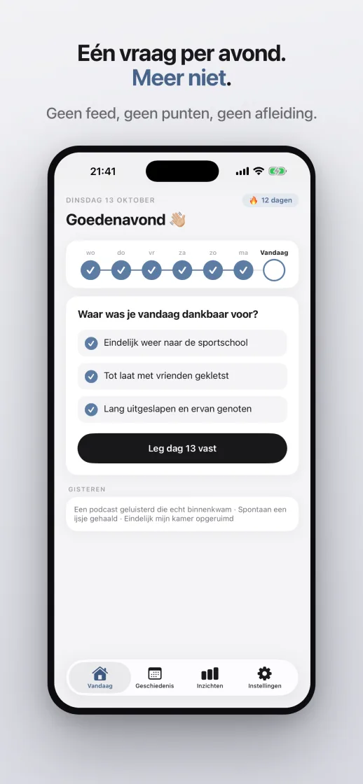 Eén vraag in de avond, meer niet: drie notities en de week van je reeks